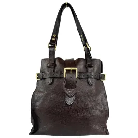 MULBERRY Elgin Brown Leather Tote Shoulder Bag LHQ388