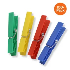 Multi-Color Plastic Clothespins (100-Pack)