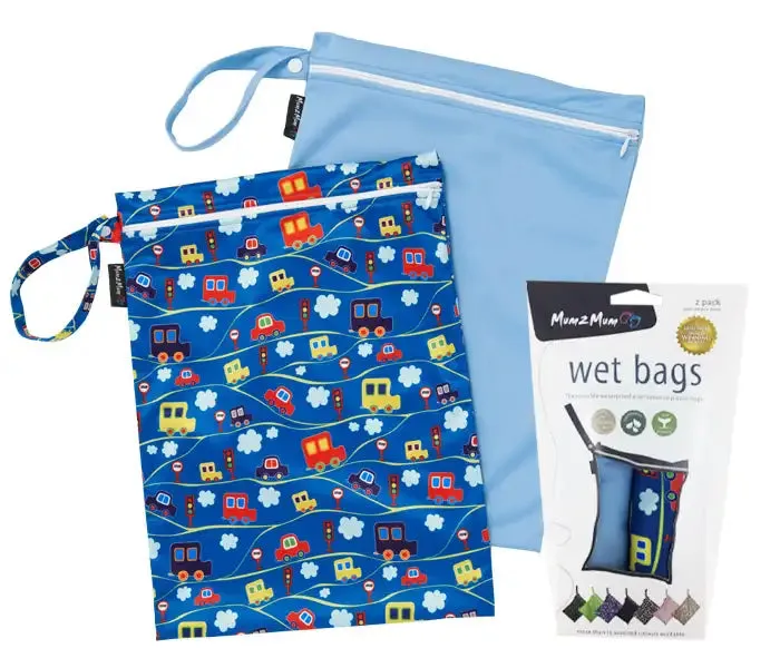 Mum2Mum Wet Bags Twin Pack - CAR/SKY BLUE