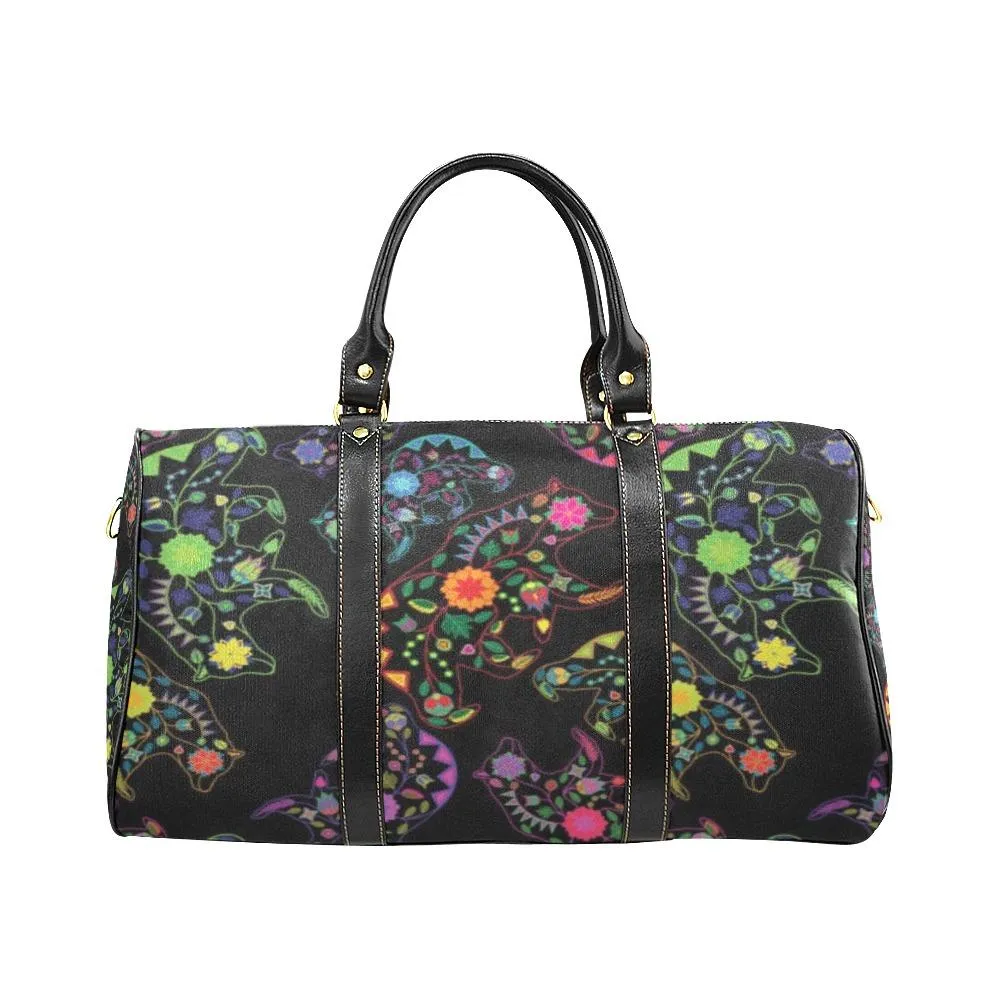 Neon Floral Bears Waterproof Travel Bag