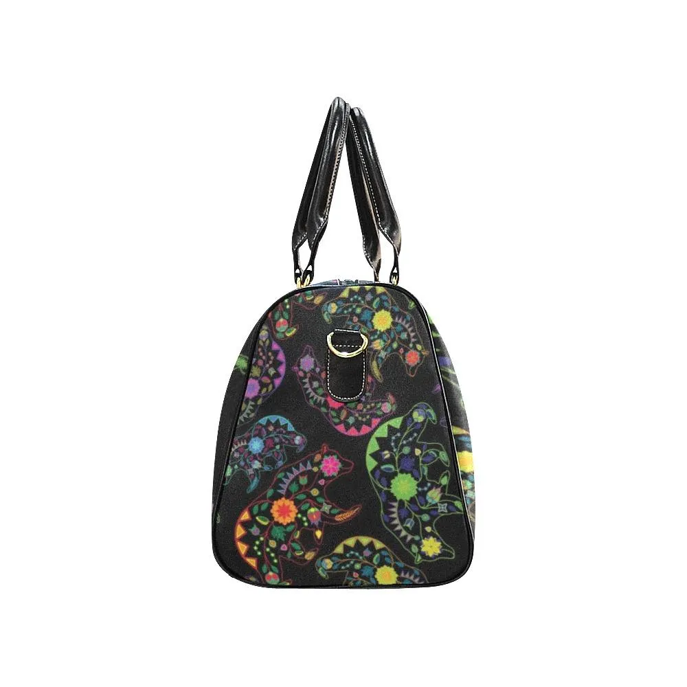 Neon Floral Bears Waterproof Travel Bag