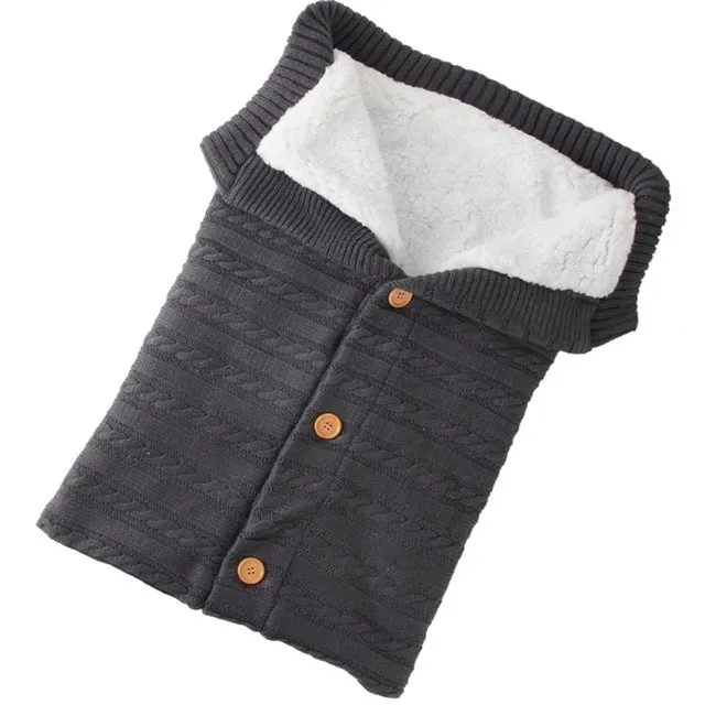 Newborn Baby Winter Warm Sleeping Bags Infant Button Knit Swaddle Wrap