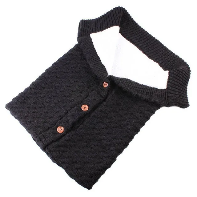 Newborn Baby Winter Warm Sleeping Bags Infant Button Knit Swaddle Wrap