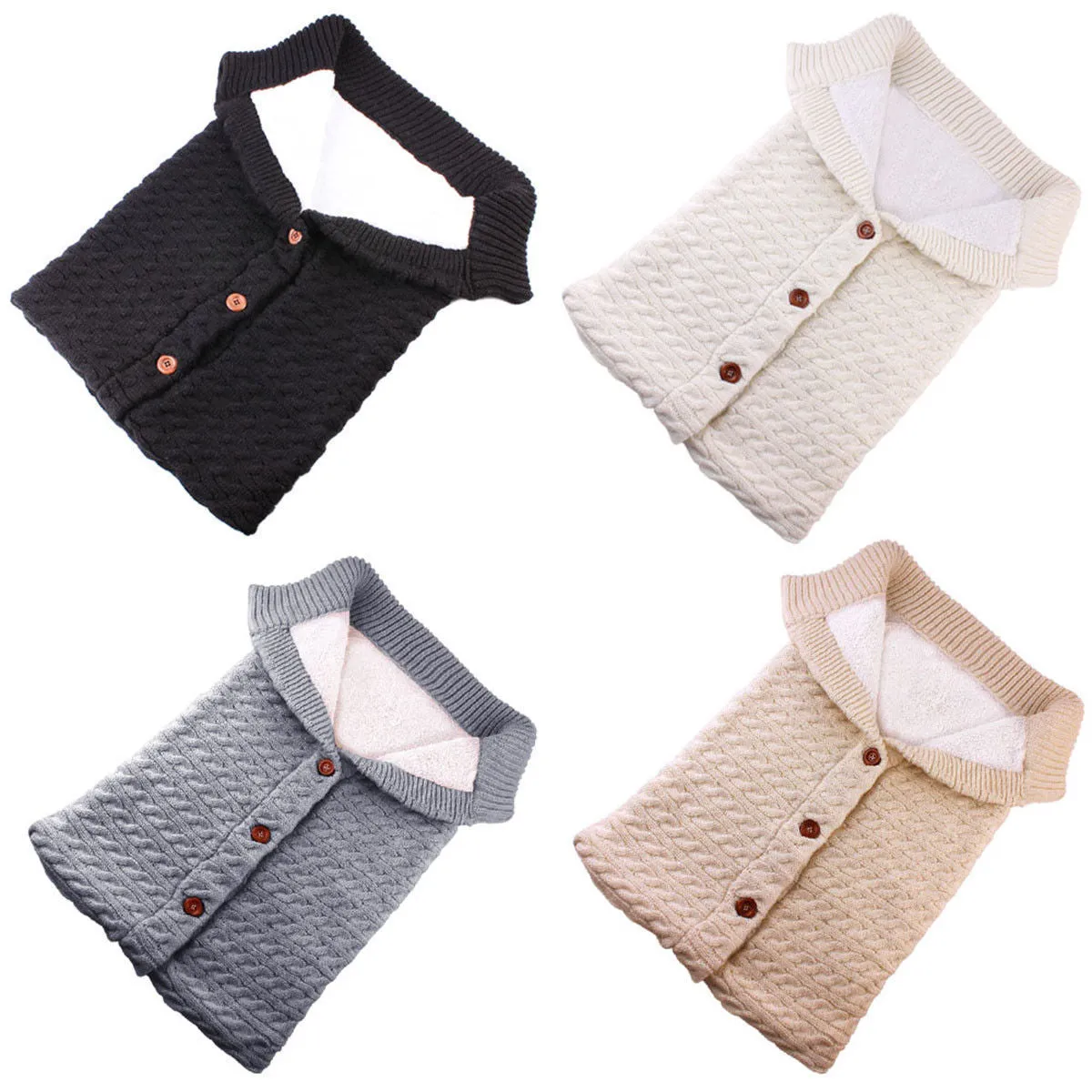 Newborn Baby Winter Warm Sleeping Bags Infant Button Knit Swaddle Wrap