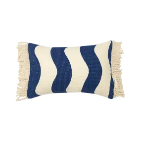 Nobodinoz Portofino Waterproof Cushion 35x23cm | Blue Waves Waffle