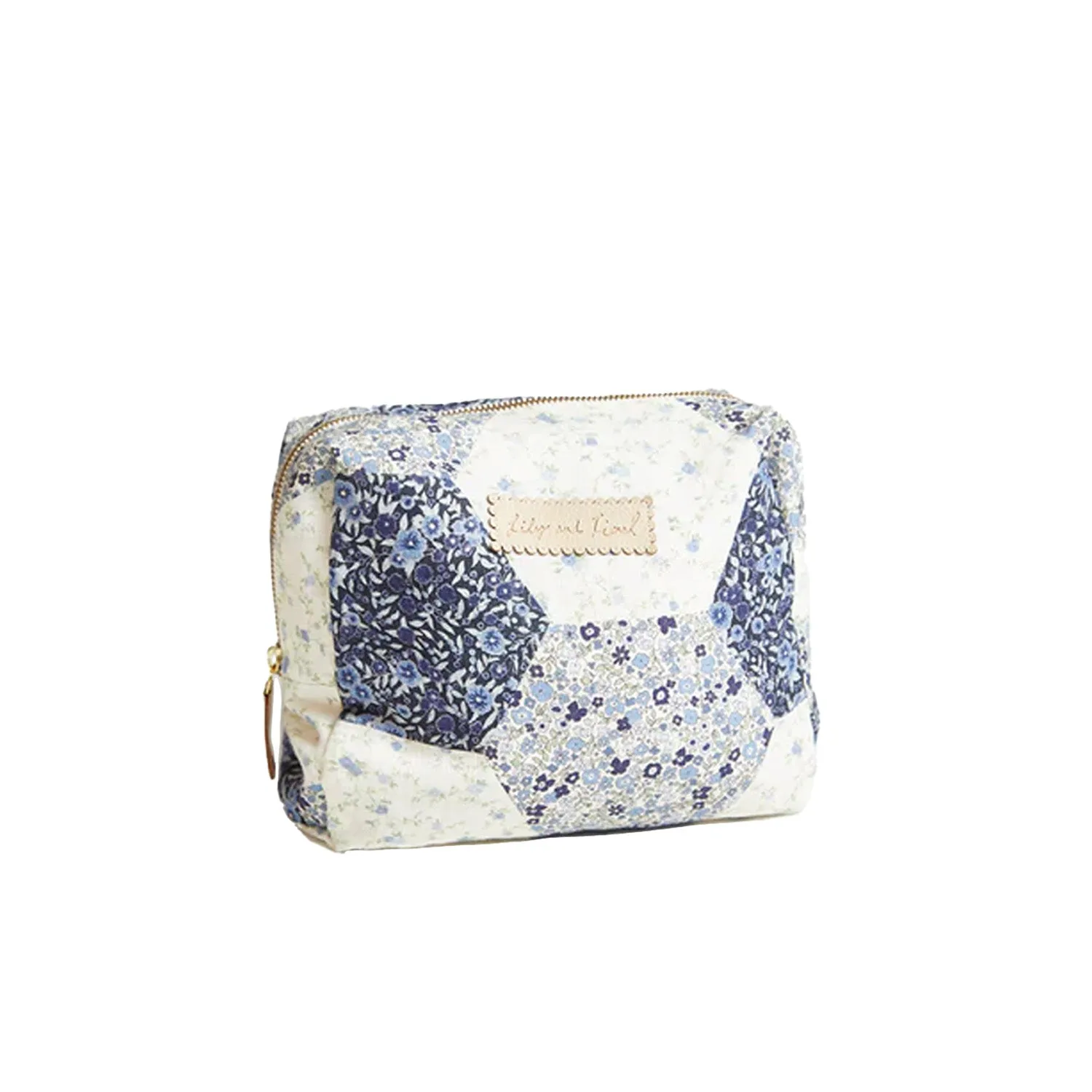 Nola Aster Patchwork Print Wash Bag In Blue