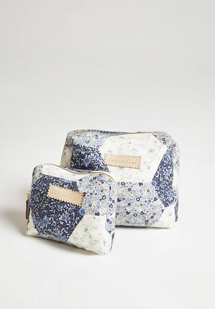 Nola Aster Patchwork Print Wash Bag In Blue