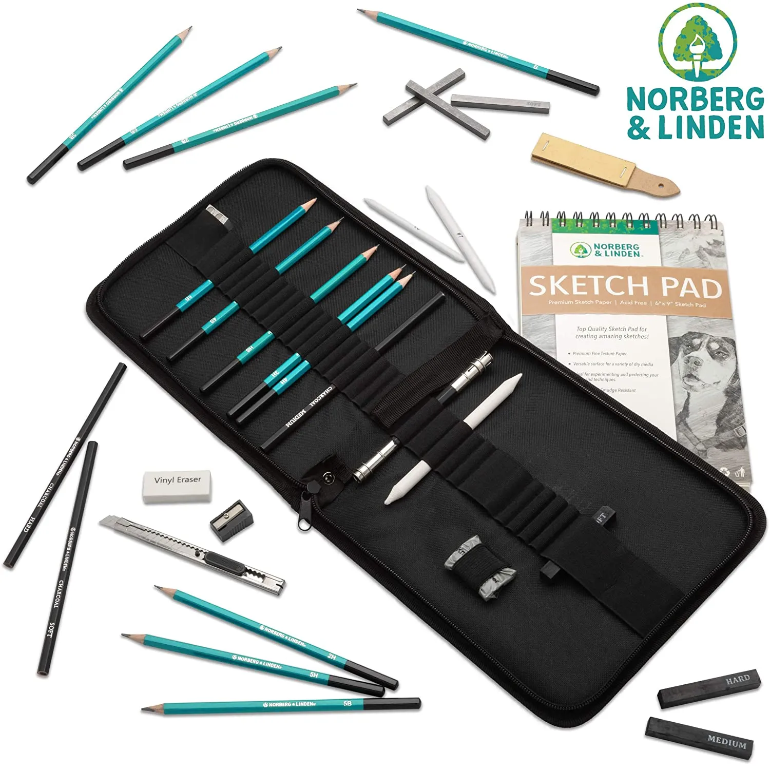 Norberg & Linden XL Graphite & Charcoal Pencils Drawing Set