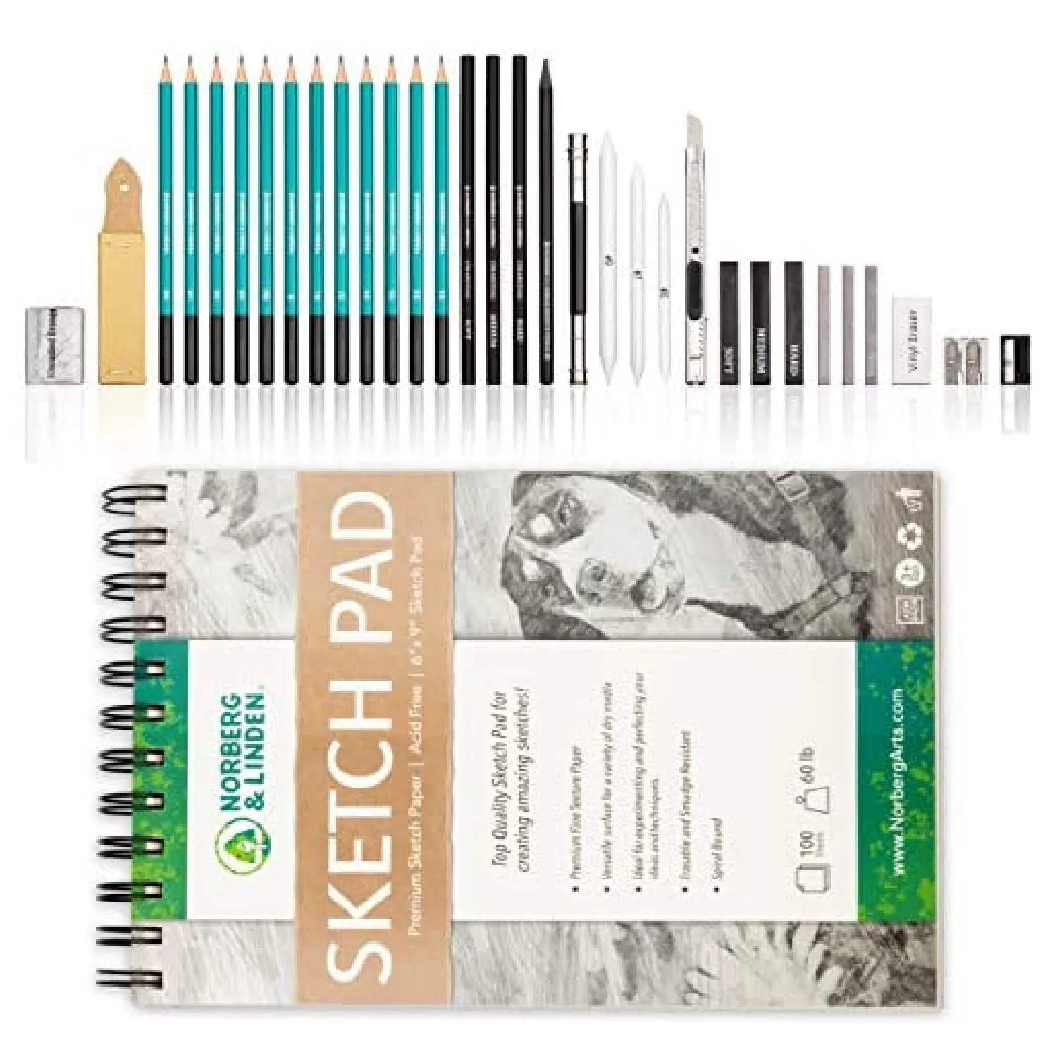 Norberg & Linden XL Graphite & Charcoal Pencils Drawing Set