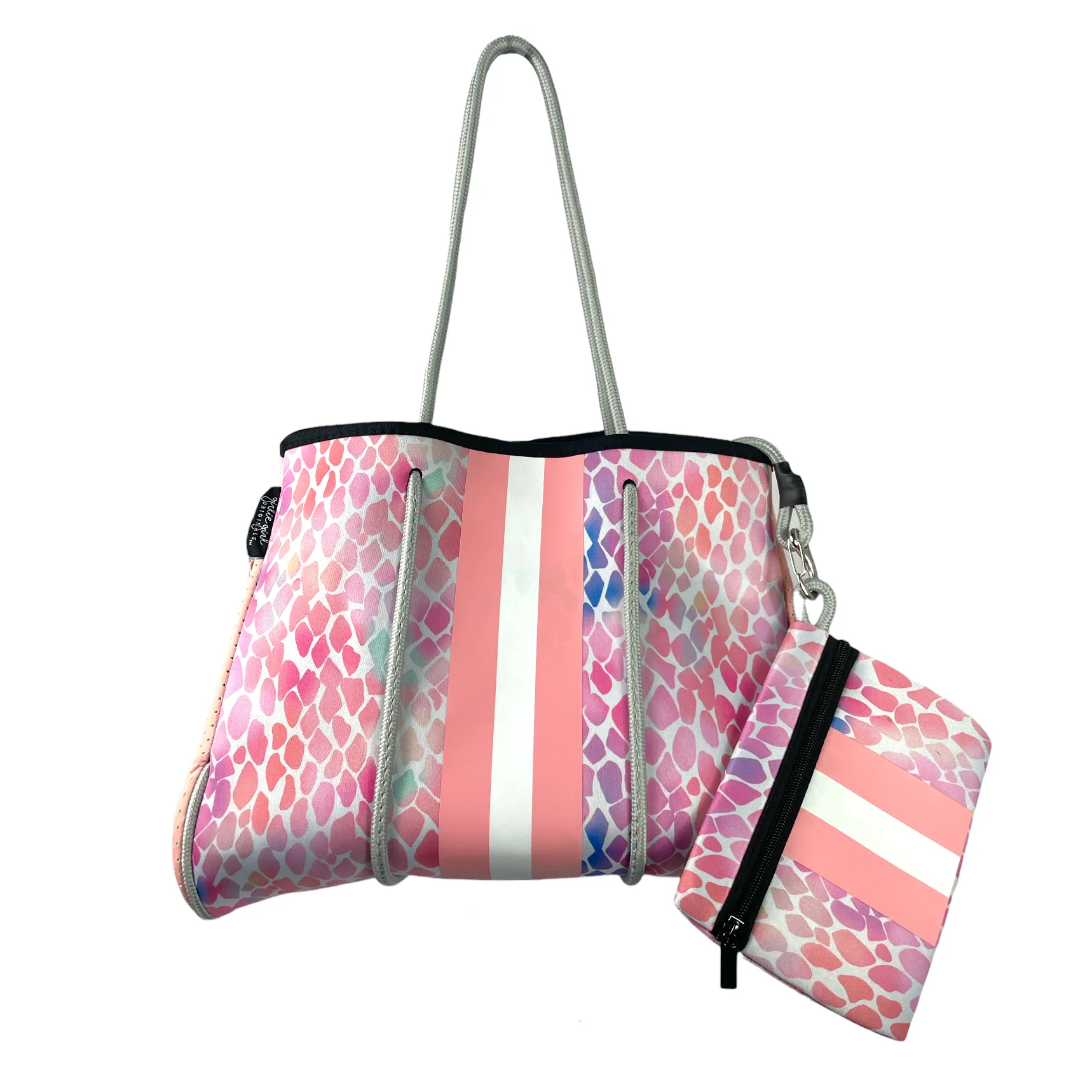 NP-4500 Leopard Pink Pink Stripe Neoprene Tote Bag