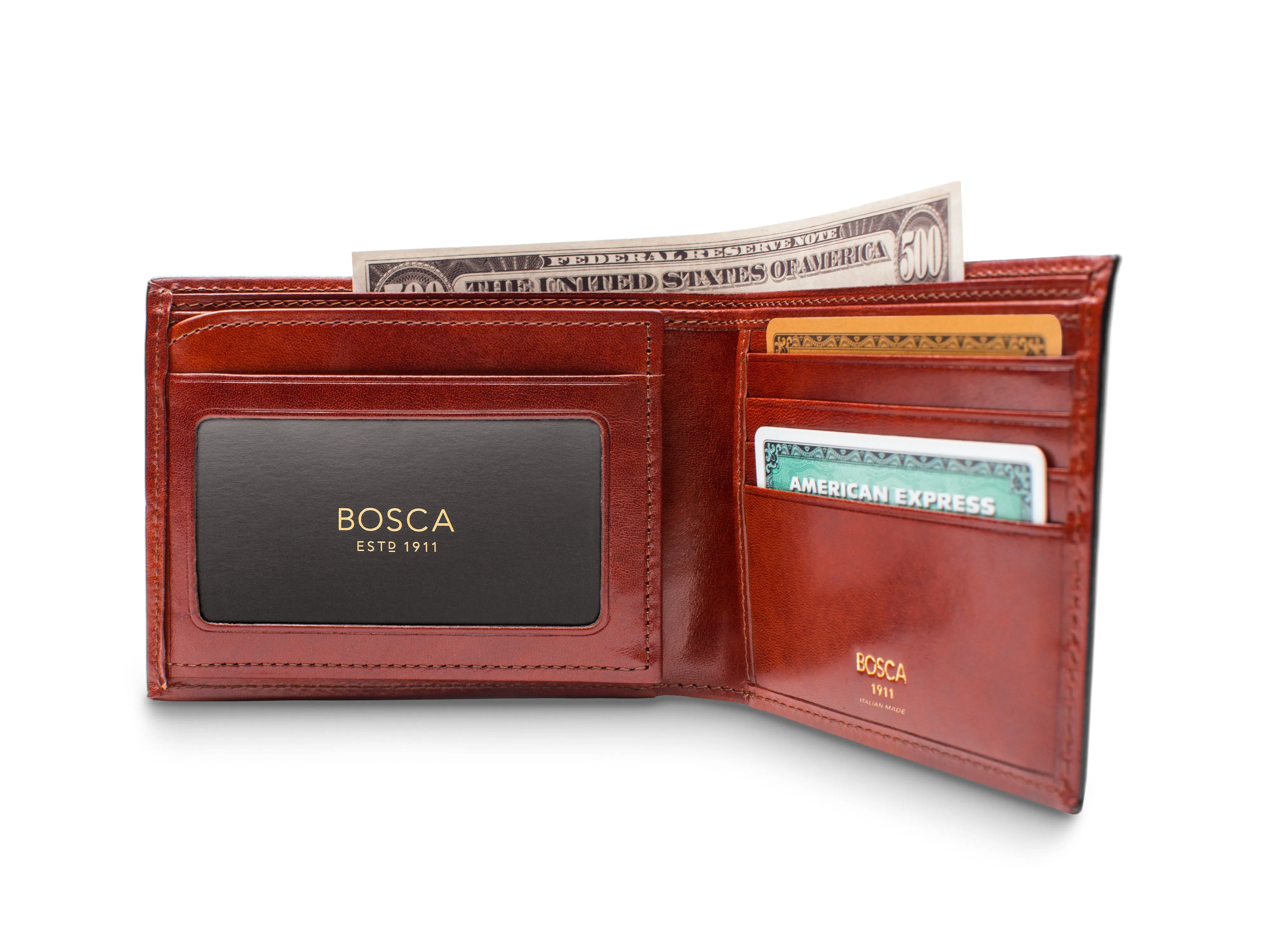 Old Leather Italia Bifold With Card / I.D. Flap