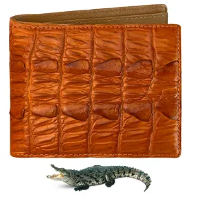 Orange Alligator Tail Leather Bifold Wallet For Men RFID Blocking | VINAM-105