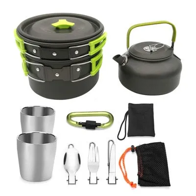 Outdoor Cookware Camping Cookware Tableware Teapot Pot Set Portable Travel Camping Cooking Cutlery Cooking Tool for Picnic