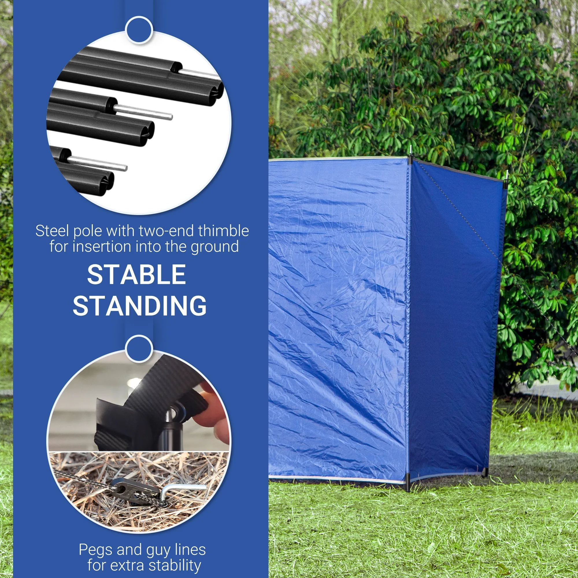 Outsunny Camping Windbreak Portable Wind Blocker Privacy Wall, 540cm x 150cm