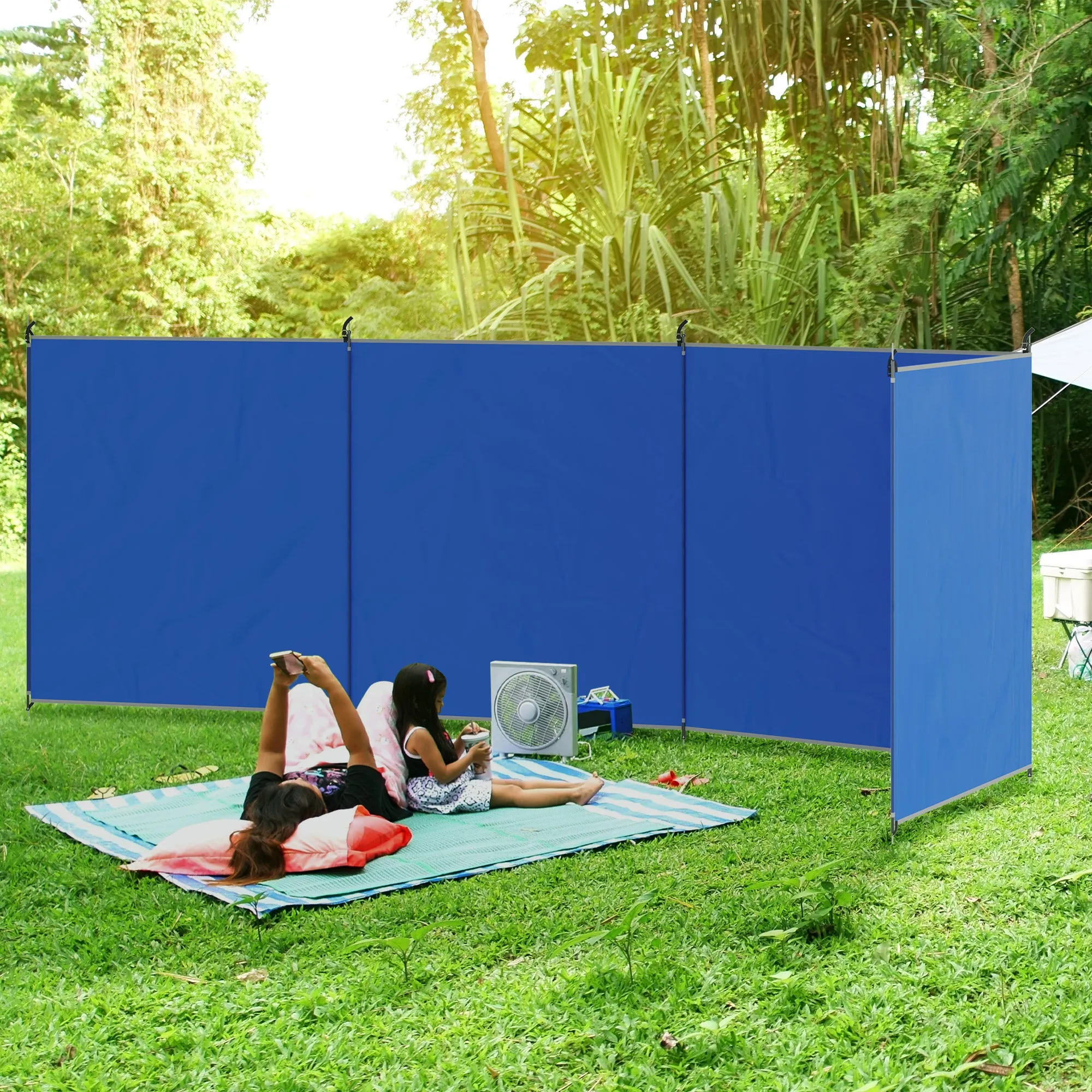 Outsunny Camping Windbreak Portable Wind Blocker Privacy Wall, 540cm x 150cm