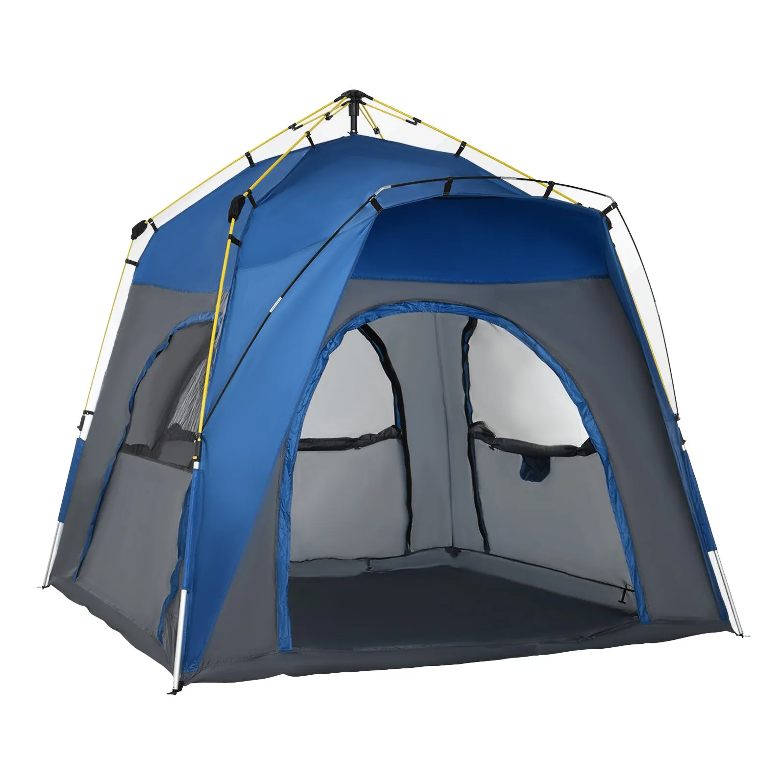 Outsunny Four Man Pop Up Tent Automatic Camping Backpacking Dome Shelter, Grey