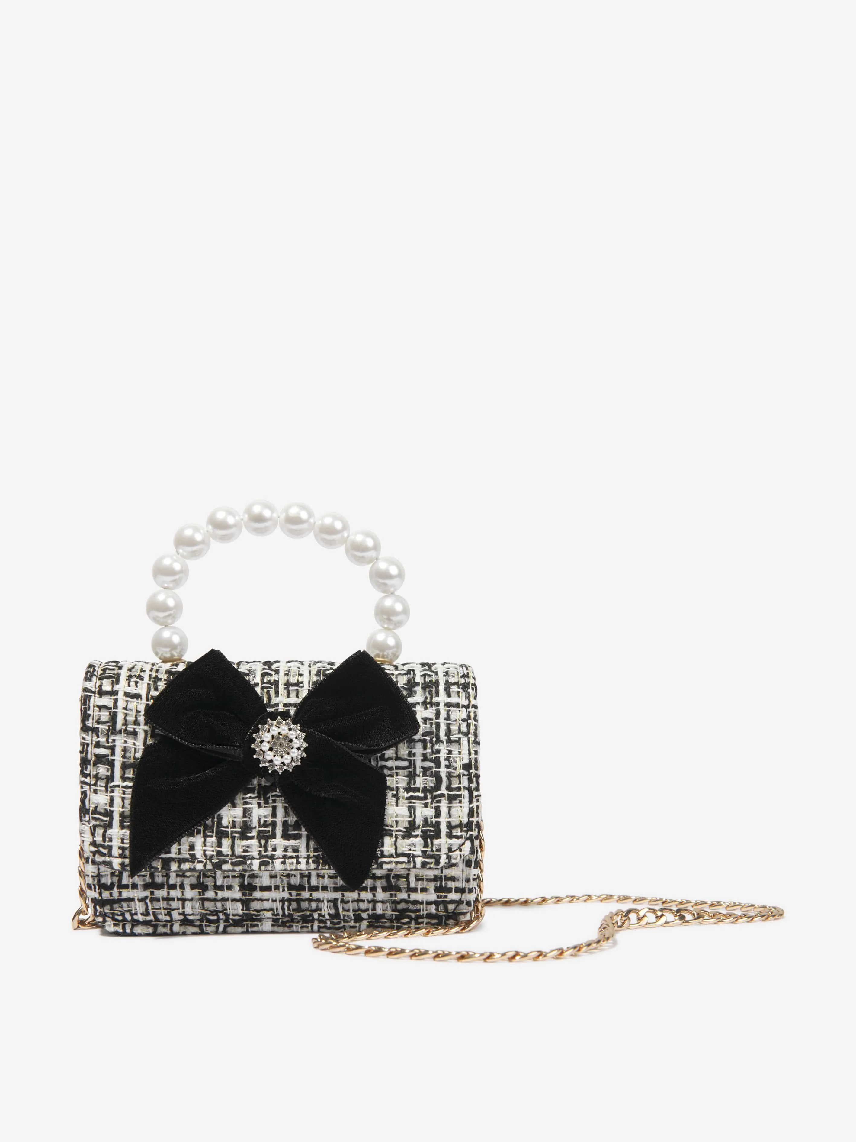 Patachou Girls Tweed Bow Bag in Black