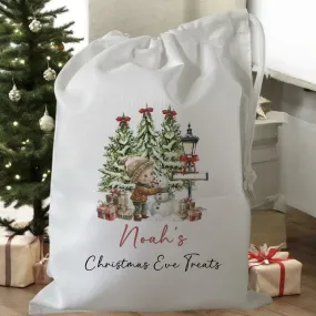 Peronalised Christmas Eve Treat Bag - Woodland Boy