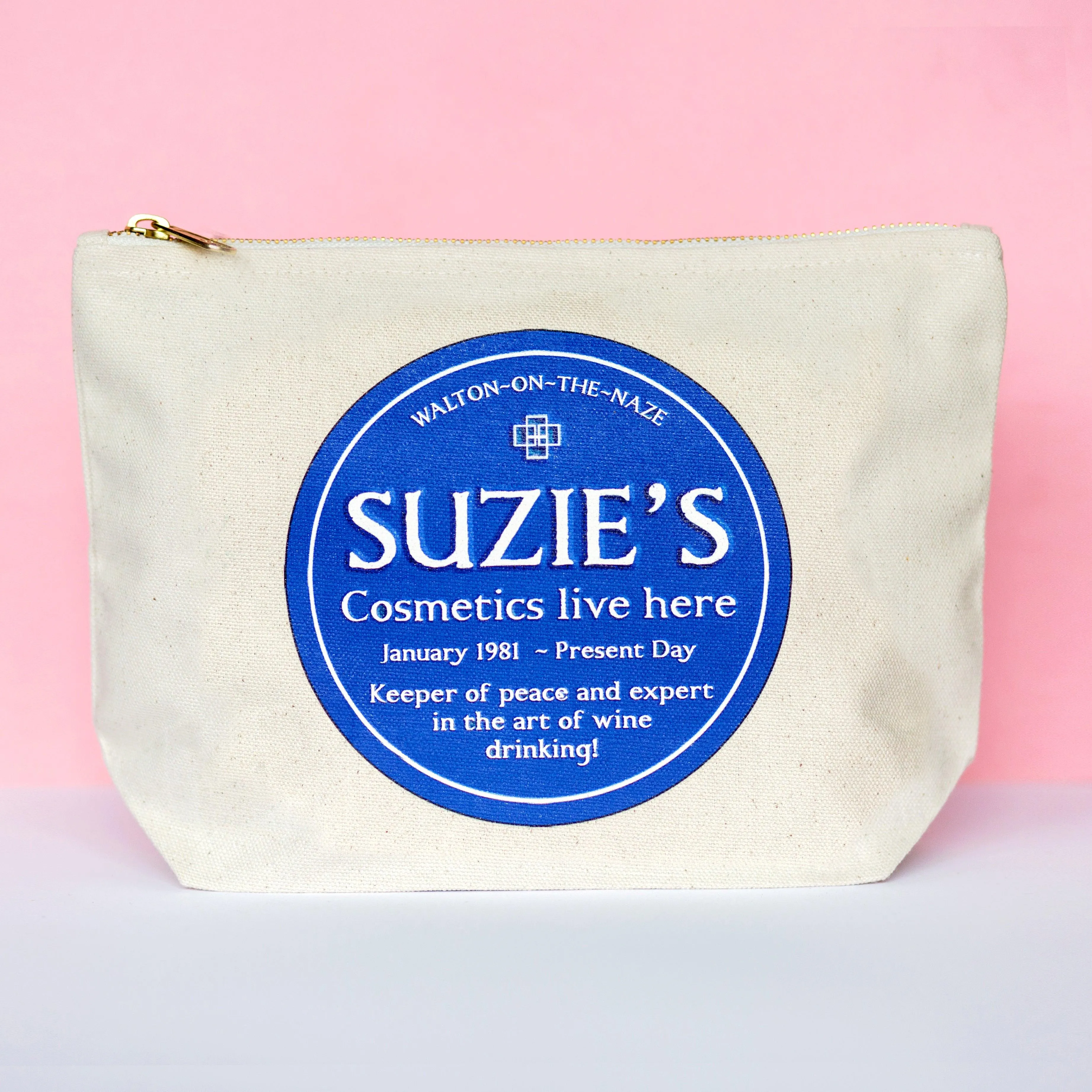 Personalised Blue Plaque Cosmetic Bag