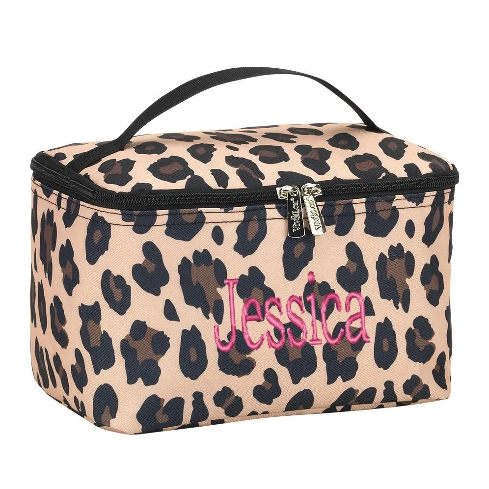 Personalized Leopard Cosmetic Bag Free Monogramming