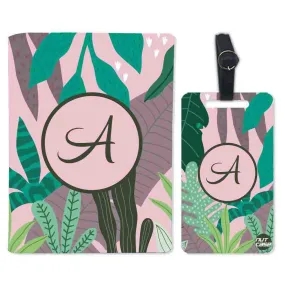 Personalized Passport Cover Baggage Tag Set - Pink Tropical Vibes