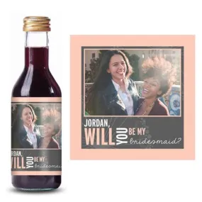 Pink Bridesmaid Photo Mini Wine Label