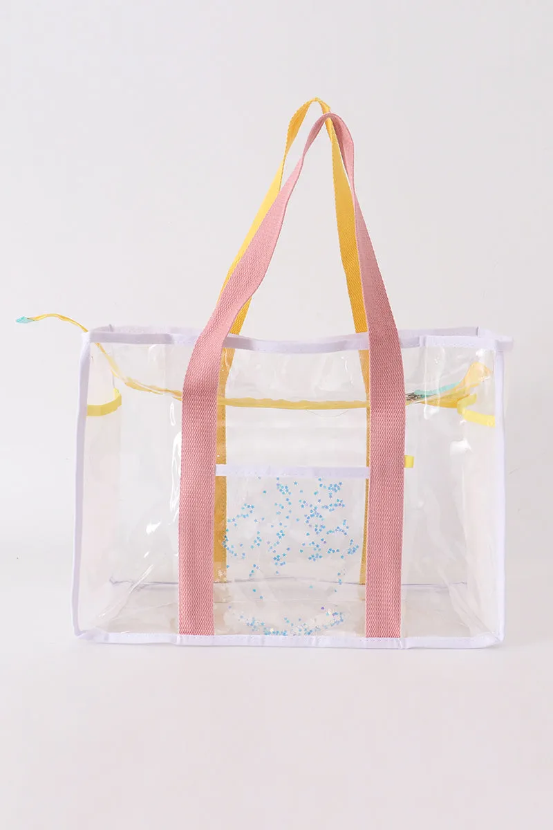 Pink clear waterproof beach travel bag