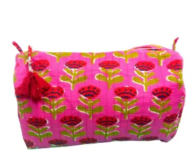 Quilted Cosmetic Bag  Hot Pink Floral