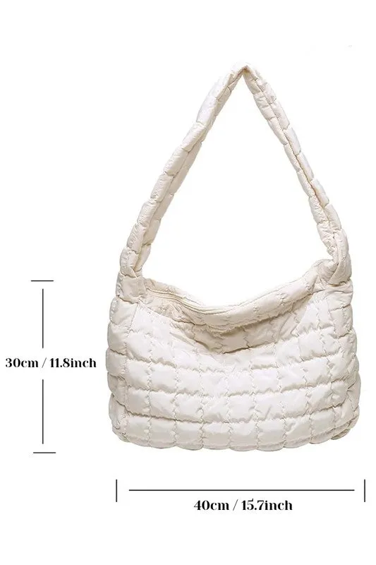 QUILTED PUFFY CROSSBODY BAG (BEIGE)