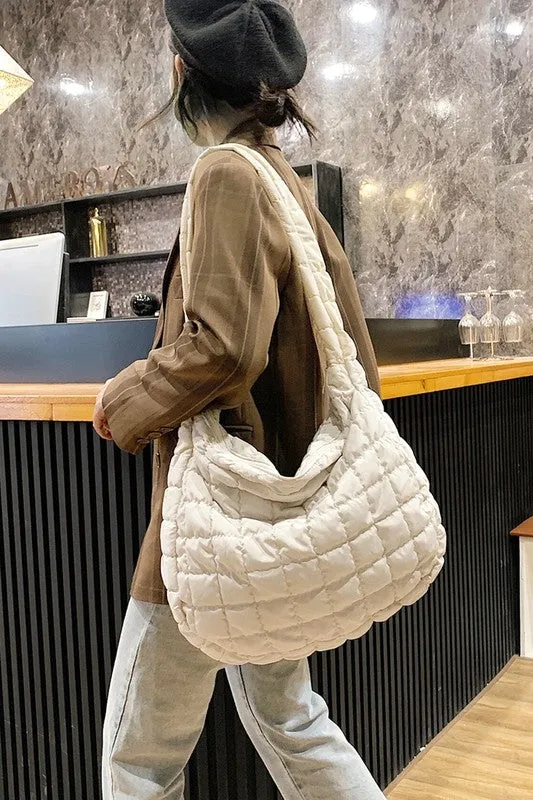 QUILTED PUFFY CROSSBODY BAG (BEIGE)