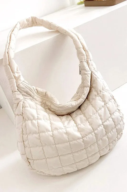 QUILTED PUFFY CROSSBODY BAG (BEIGE)