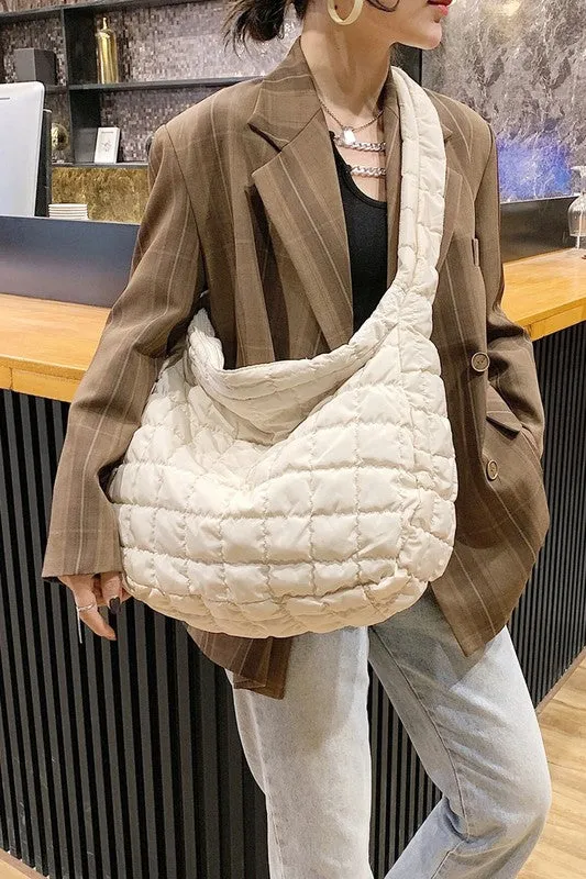 QUILTED PUFFY CROSSBODY BAG (BEIGE)