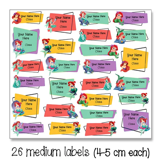 ""Ariel (little mermaid)" School labels packs