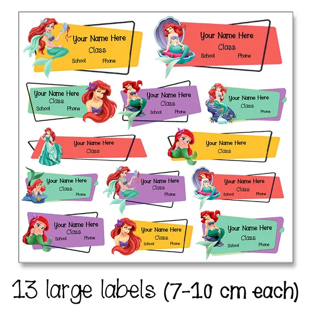 ""Ariel (little mermaid)" School labels packs