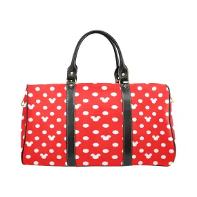 Red With White Mickey Polka Dots Waterproof Luggage Travel Bag