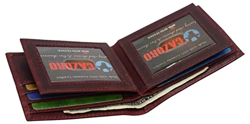 RFID621852HU Real Cowhide Leather Mens Wallet RFID Blocking Multi Card Holder Wallets for Men Bifold Wallet