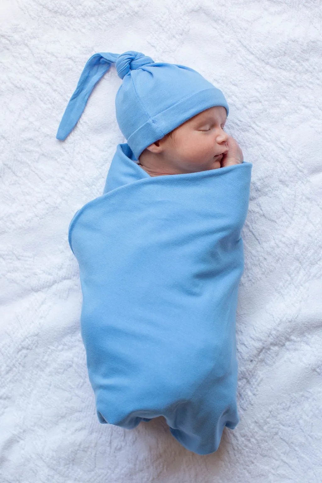 Rose Maternity Robe & Sky Blue Baby Boy Swaddle Blanket Set