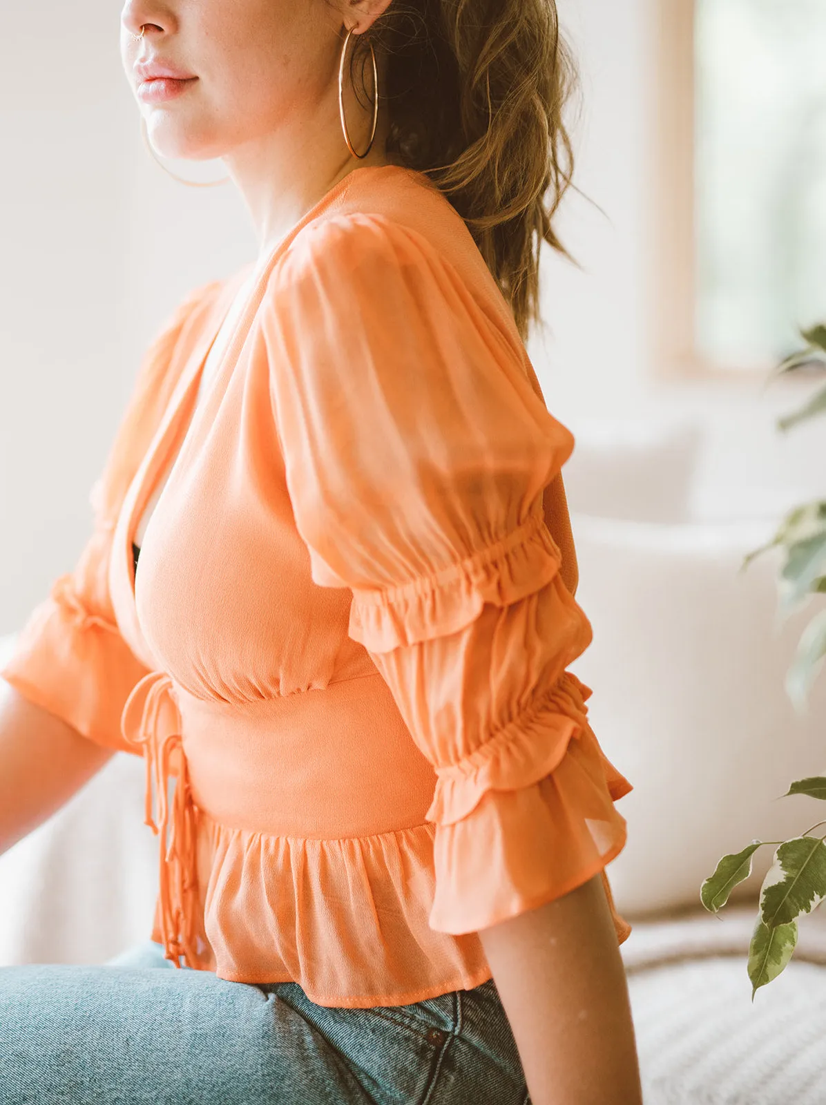 Ruffle Peplum Top | Daisy Peach