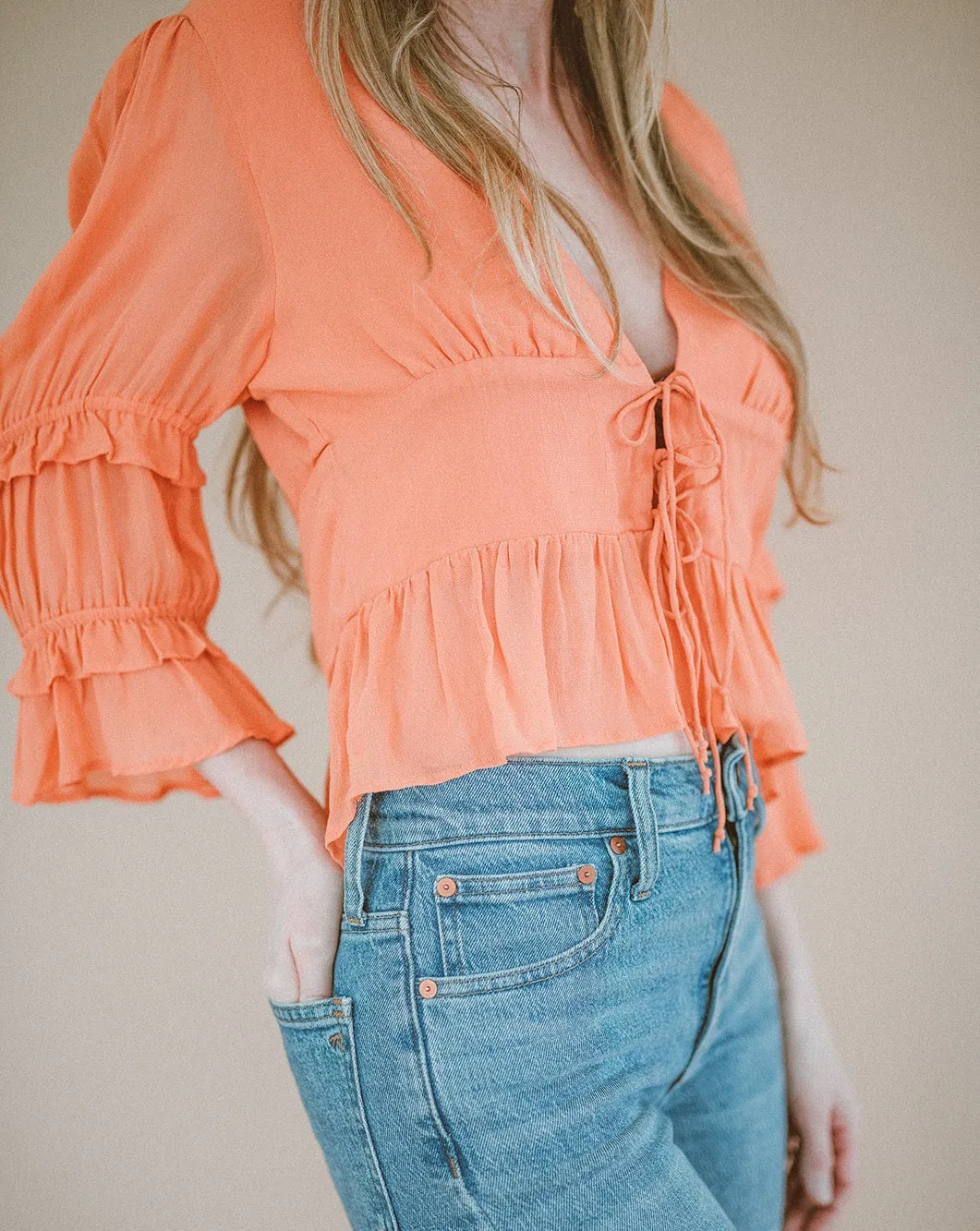 Ruffle Peplum Top | Daisy Peach