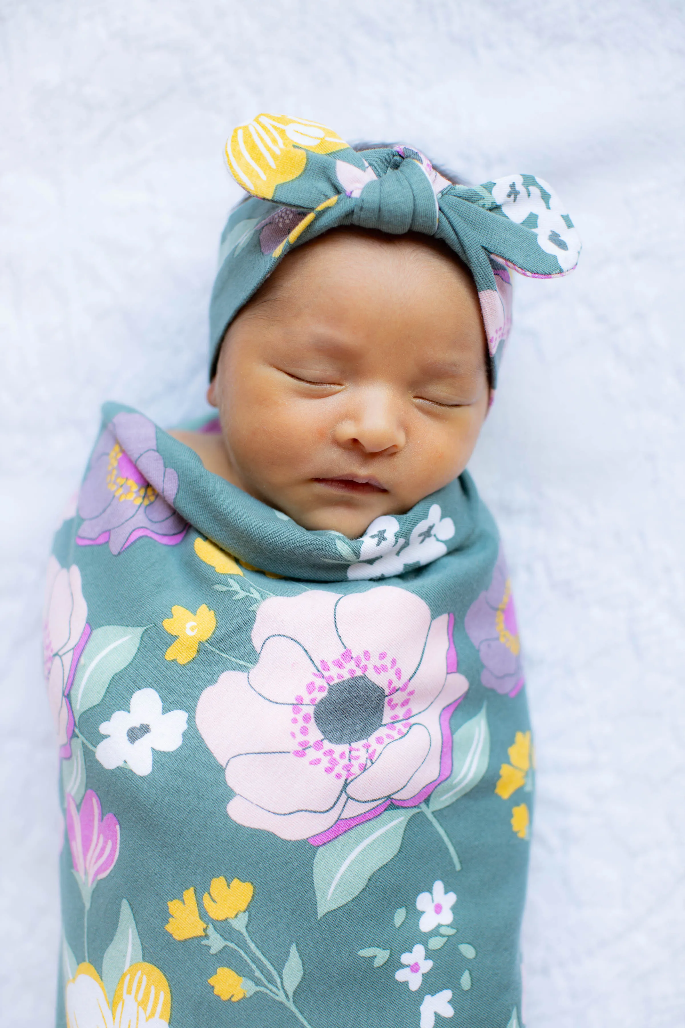 Sage Green Pregnancy Robe & Charlotte Swaddle Blanket & Headband Set