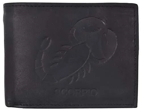 Scorpio Zodiac Sign Bifold Trifold Genuine Leather Men's Wallets