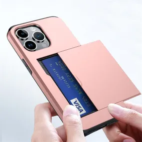 Shockproof Sliding Door Wallet Phone Case With Hidden Card Slot For iPhone