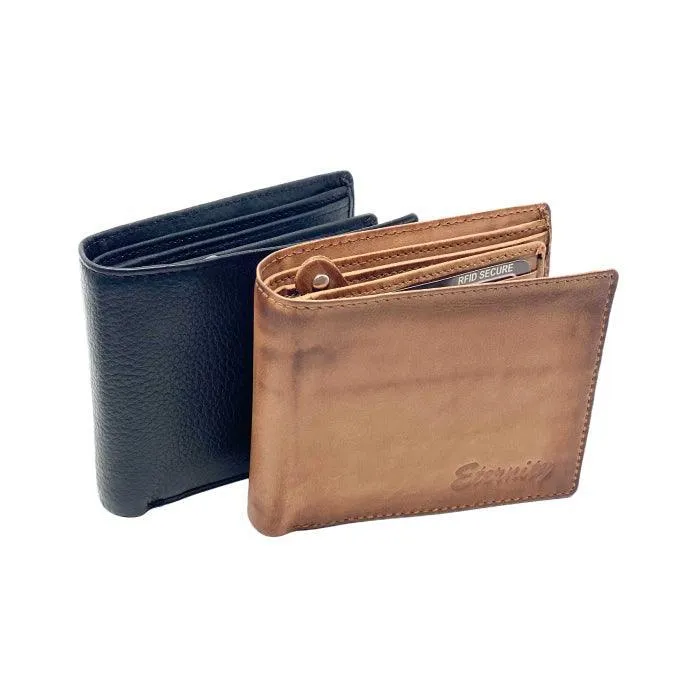 Single Flap RFID Wallet With ID Pocket and Coin Purse