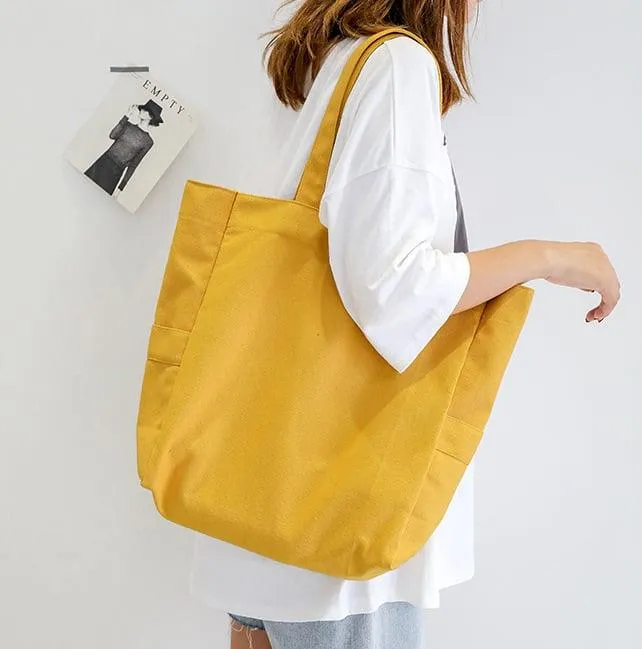 Solid Color Simple Canvas Tote Bag | Shoulder Bag