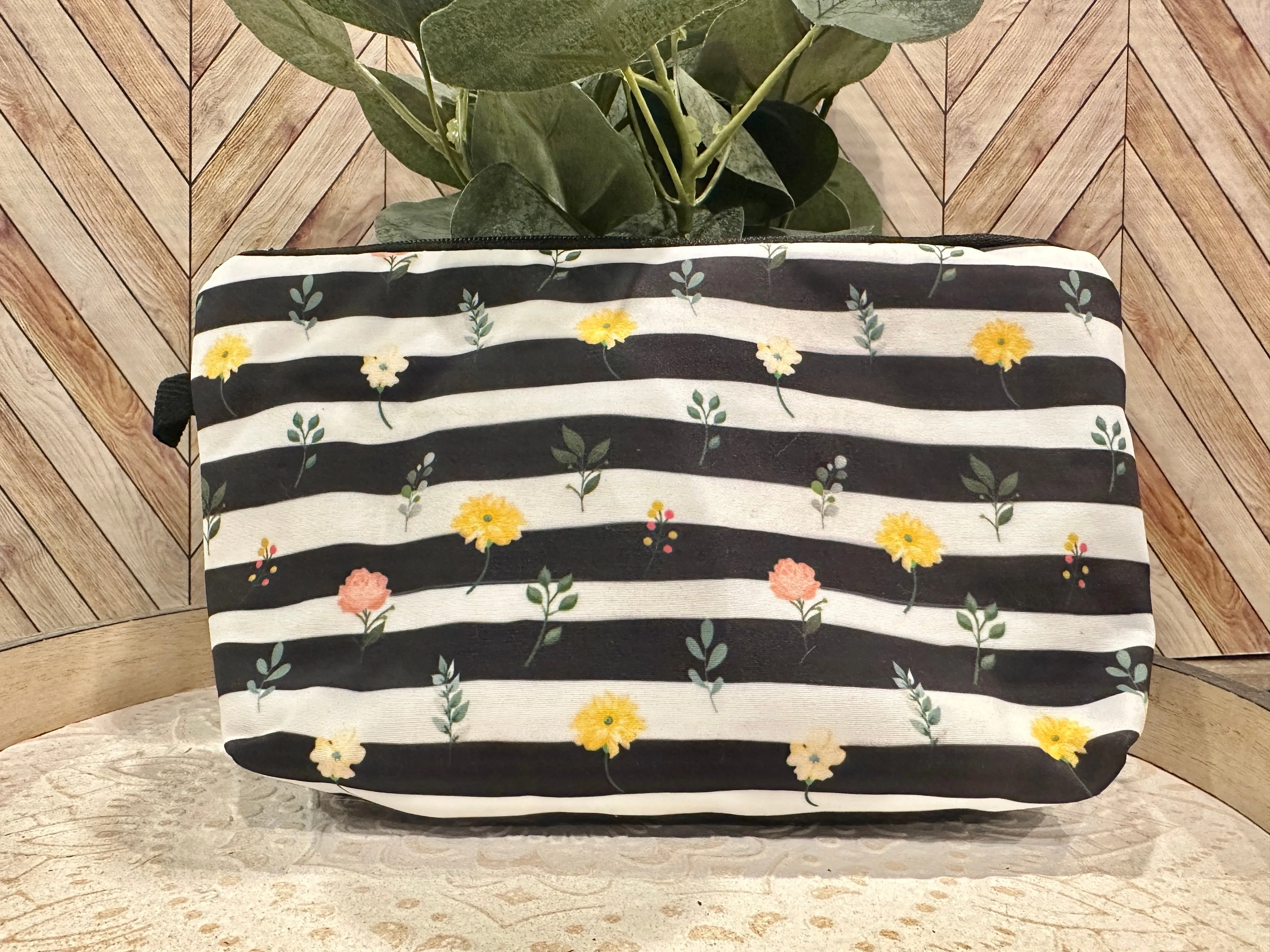 Striped Floral Pouch