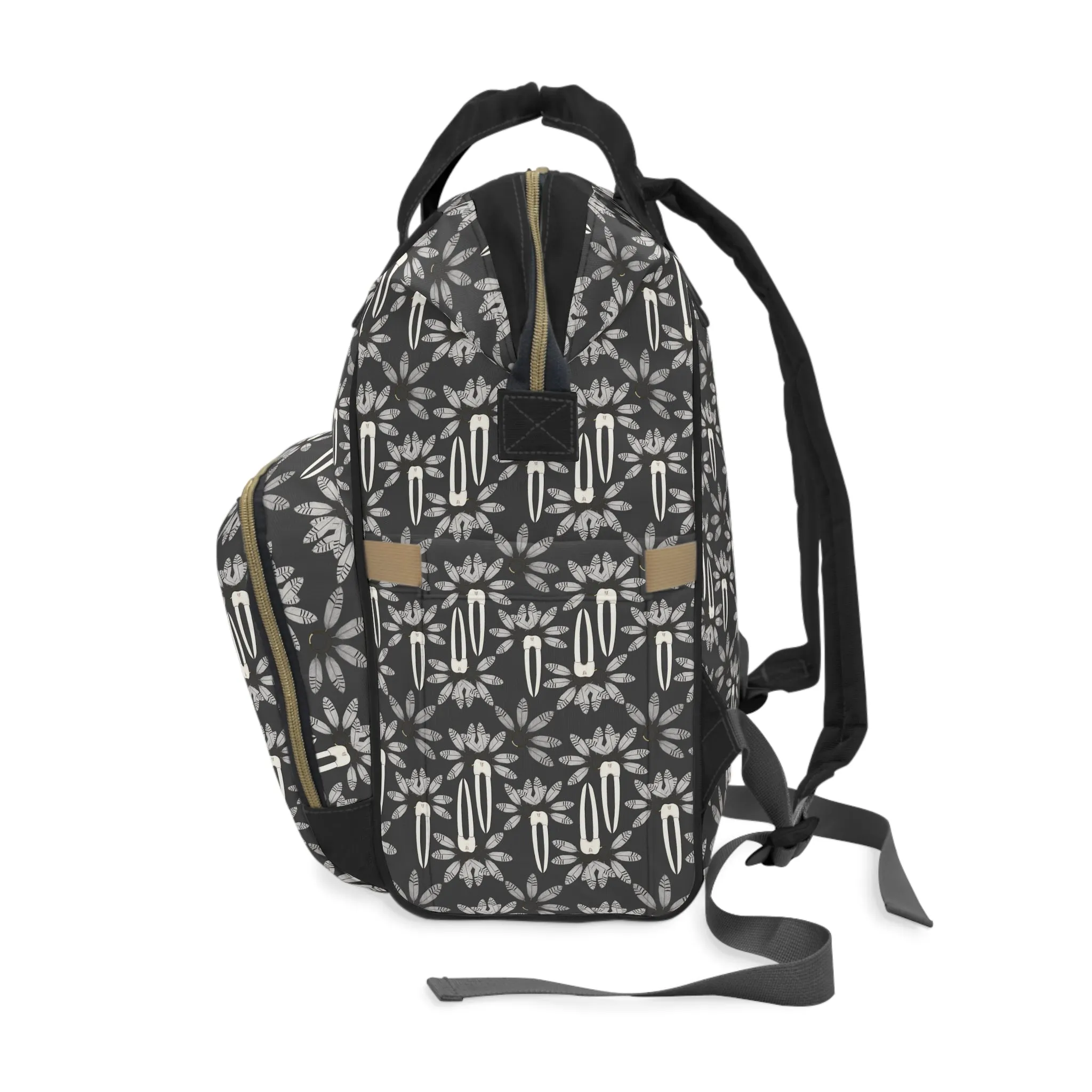 Stylish Multifunctional Diaper Backpack - Floral Design for Modern Parents