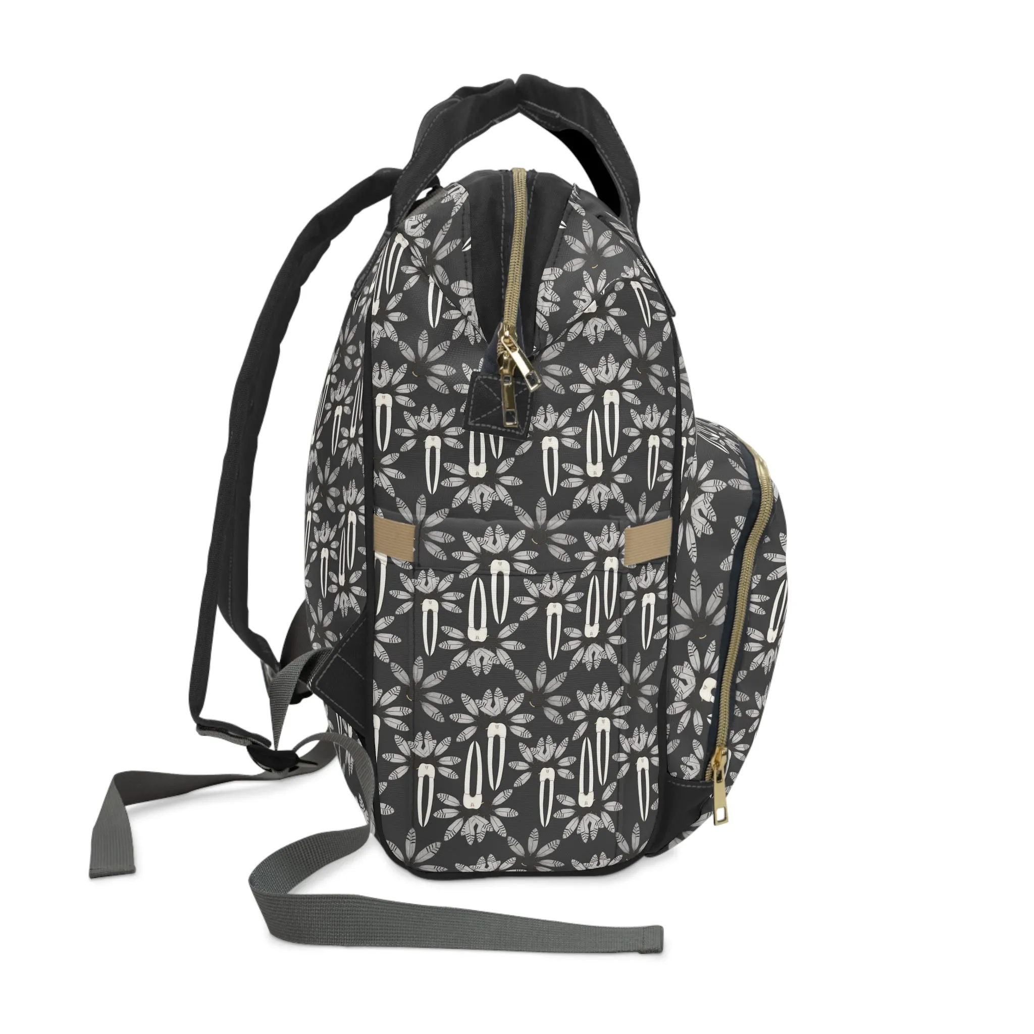 Stylish Multifunctional Diaper Backpack - Floral Design for Modern Parents