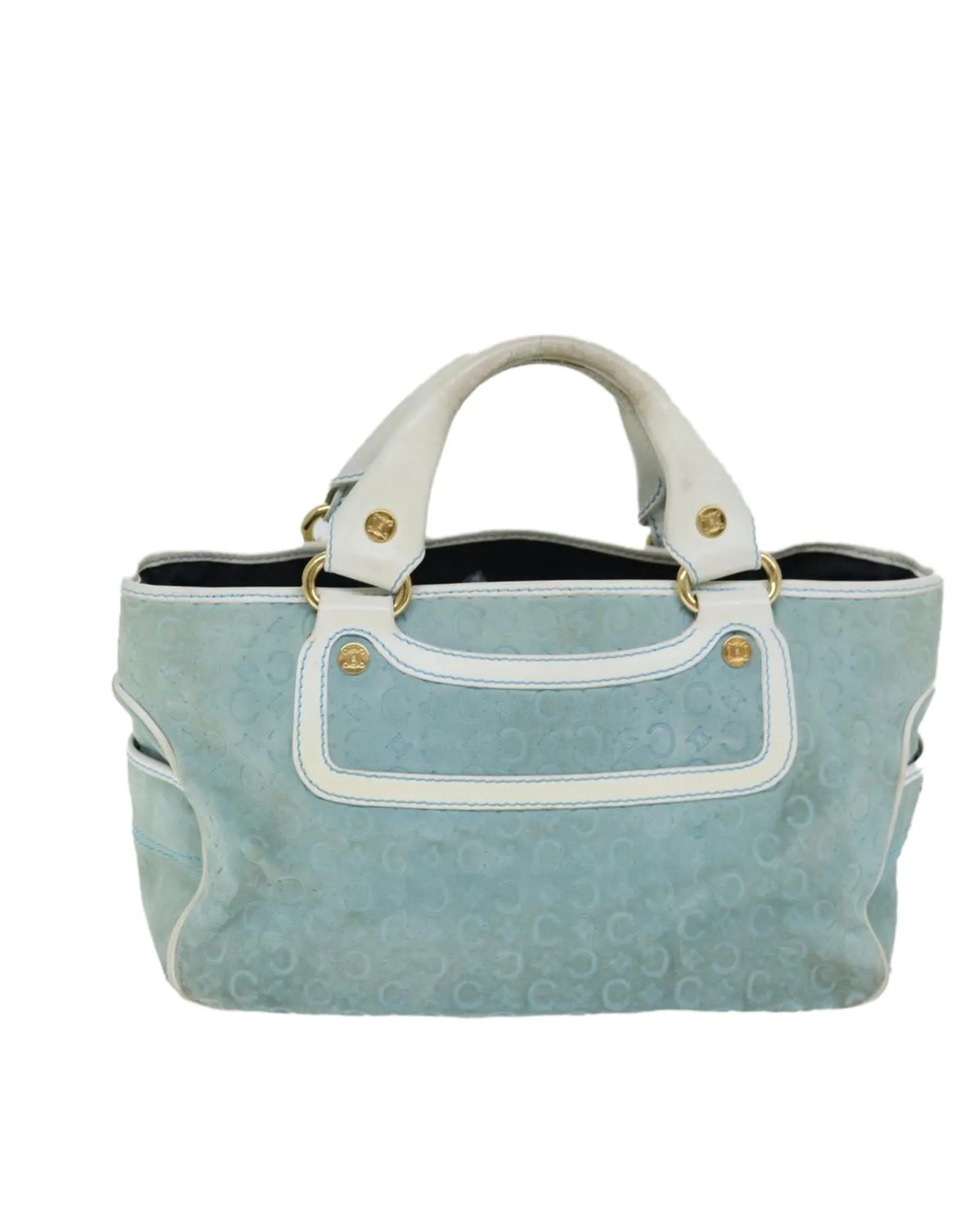 Suede Hand Bag with Handle and Pocket Detailing