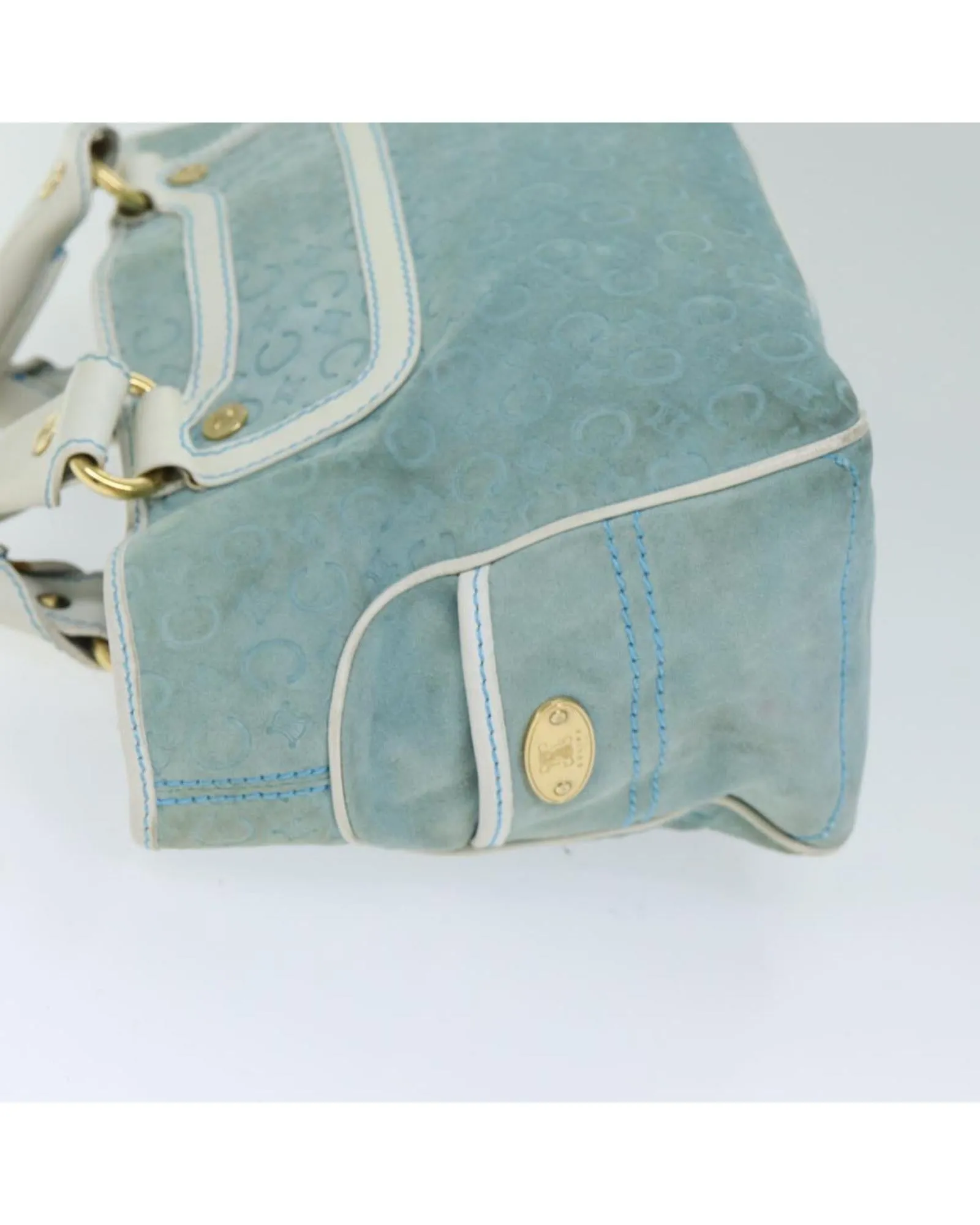 Suede Hand Bag with Handle and Pocket Detailing