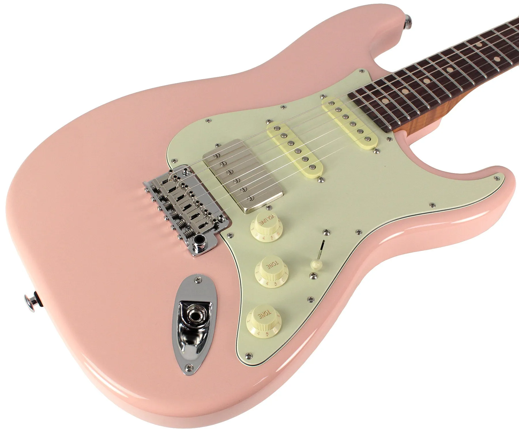 Suhr Select Classic S HSS Roasted Flamed Guitar, Shell Pink, Rosewood